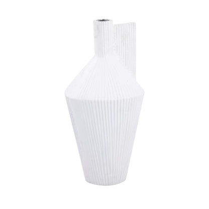 Atlas Lighting Rabel 16in White Metal Sculptural Vase | Modern Contemporary Decor | Living Room & Entryway | 16 x 16 x 17.75 in | Model AC11543-01