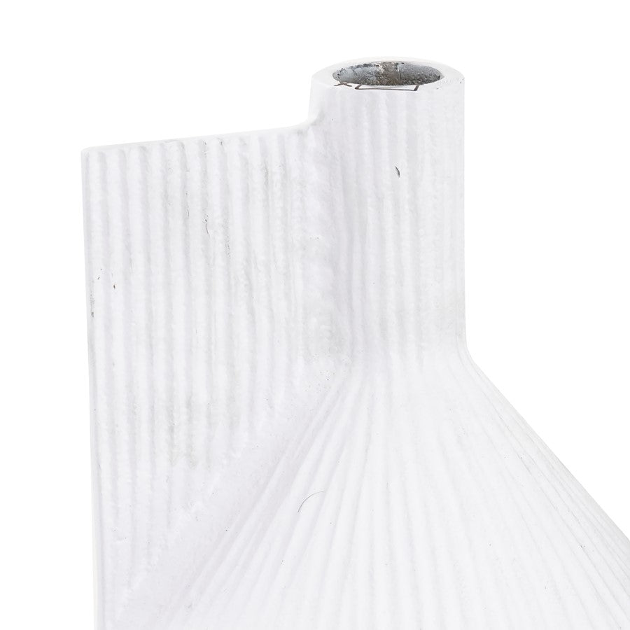 Atlas Lighting Rabel 16in White Metal Sculptural Vase | Modern Contemporary Decor | Living Room & Entryway | 16 x 16 x 17.75 in | Model AC11543-01