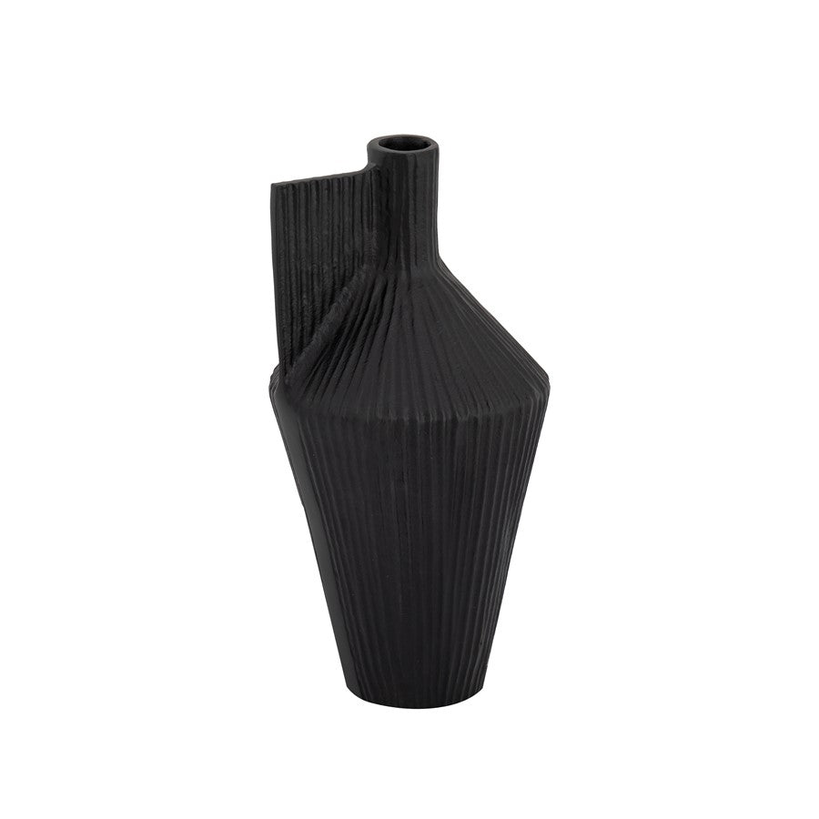 Atlas Lighting Rabel 15in Black Metal Sculptural Vase | Modern Contemporary Decor | Living Room & Entryway | 15 x 15 x 14 in | Model AC11543-02