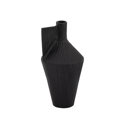 Atlas Lighting Rabel 15in Black Metal Sculptural Vase | Modern Contemporary Decor | Living Room & Entryway | 15 x 15 x 14 in | Model AC11543-02