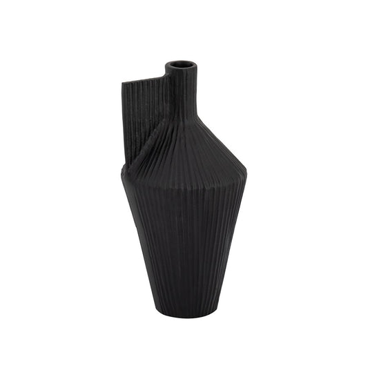 Atlas Lighting Rabel 15in Black Metal Sculptural Vase | Modern Contemporary Decor | Living Room & Entryway | 15 x 15 x 14 in | Model AC11543-02