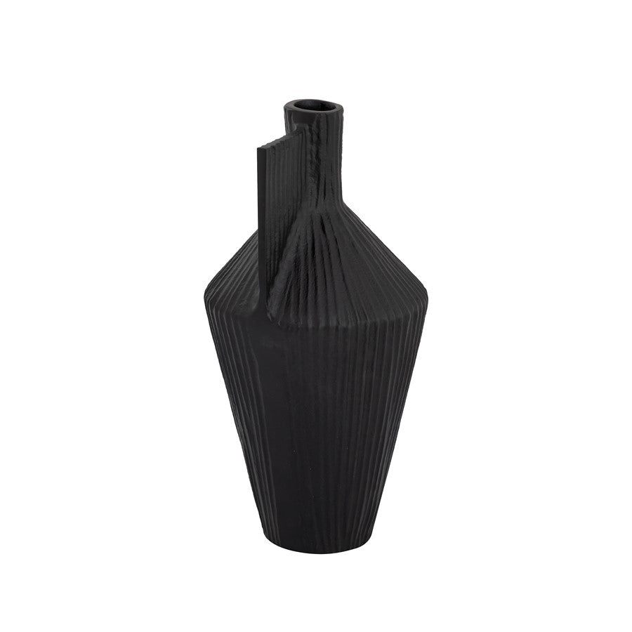 Atlas Lighting Rabel 15in Black Metal Sculptural Vase | Modern Contemporary Decor | Living Room & Entryway | 15 x 15 x 14 in | Model AC11543-02