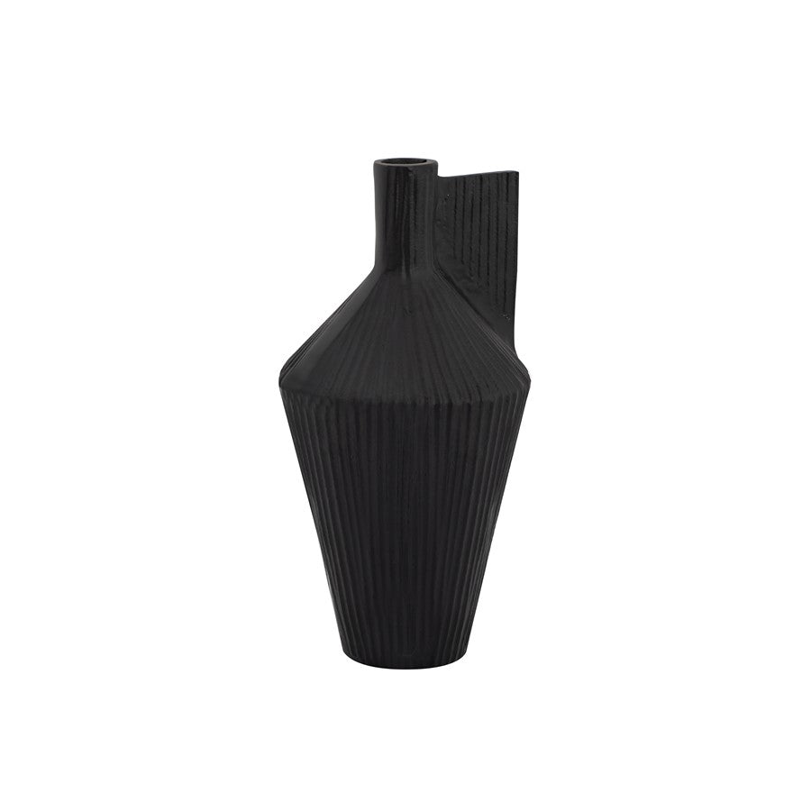 Atlas Lighting Rabel 15in Black Metal Sculptural Vase | Modern Contemporary Decor | Living Room & Entryway | 15 x 15 x 14 in | Model AC11543-02