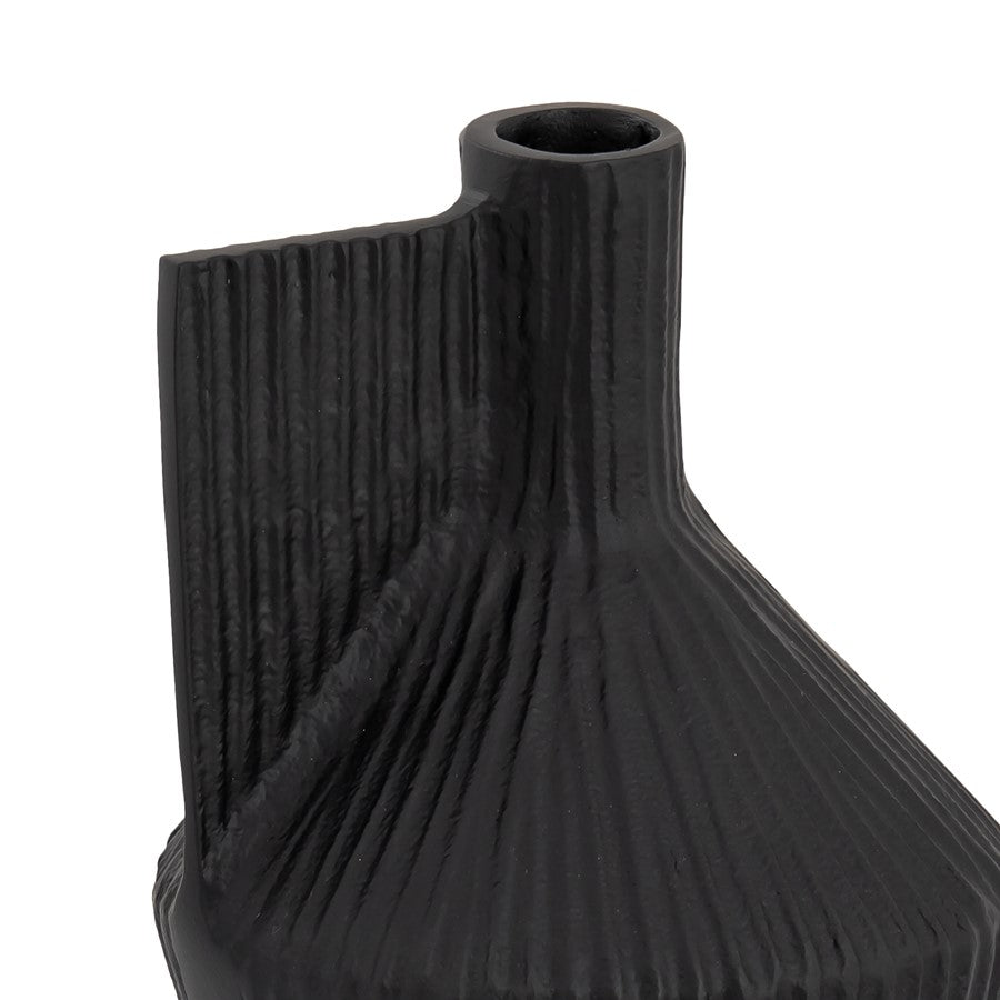 Atlas Lighting Rabel 15in Black Metal Sculptural Vase | Modern Contemporary Decor | Living Room & Entryway | 15 x 15 x 14 in | Model AC11543-02