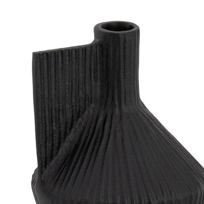 Atlas Lighting Rabel 15in Black Metal Sculptural Vase | Modern Contemporary Decor | Living Room & Entryway | 15 x 15 x 14 in | Model AC11543-02