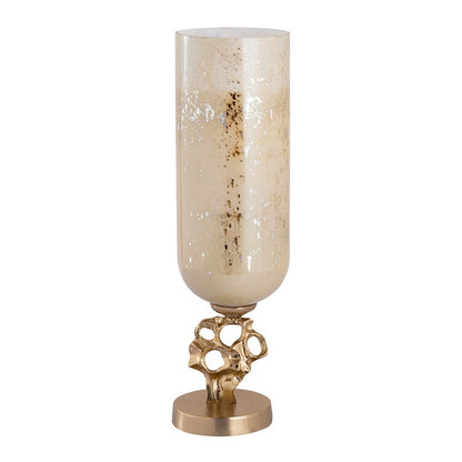 Atlas Lighting Radner Hurricane Set of 2 | Antique Cream Glass with Gold Metal Base | Mantel & Dining Table Candle Holders | Model AC11545-01S