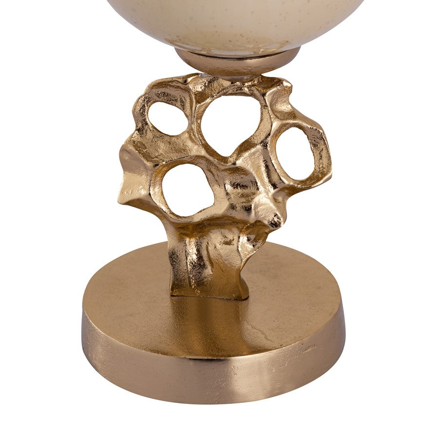 Atlas Lighting Radner Hurricane Set of 2 | Antique Cream Glass with Gold Metal Base | Mantel & Dining Table Candle Holders | Model AC11545-01S