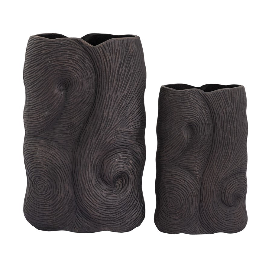 Atlas Lighting Ragan Vase Set of 2 | Oil Rubbed Bronze Metal with Etched Swirl Pattern | Living Room & Entryway Display | Model AC11546-01S