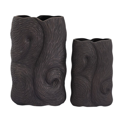Atlas Lighting Ragan Vase Set of 2 | Oil Rubbed Bronze Metal with Etched Swirl Pattern | Living Room & Entryway Display | Model AC11546-01S