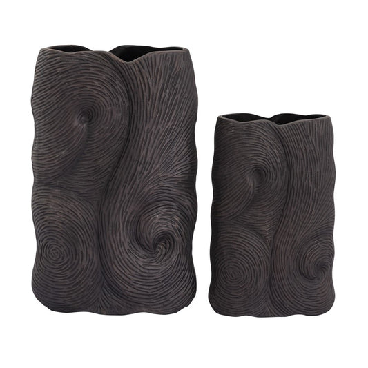 Atlas Lighting Ragan Vase Set of 2 | Oil Rubbed Bronze Metal with Etched Swirl Pattern | Living Room & Entryway Display | Model AC11546-01S