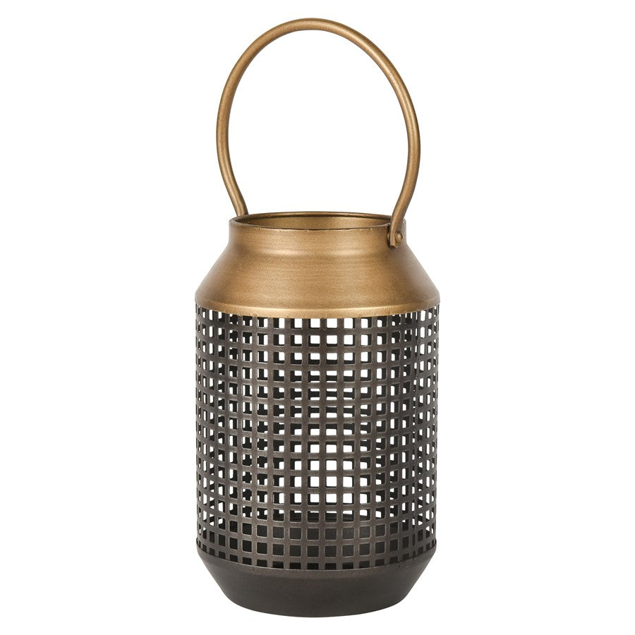 Atlas Lighting Rawmarsh Small Lantern | Transitional Dark Bronze & Brass Metal | Mantel & Tabletop Candle Lantern | 6 x 6 x 15 in | Model AC11549-01