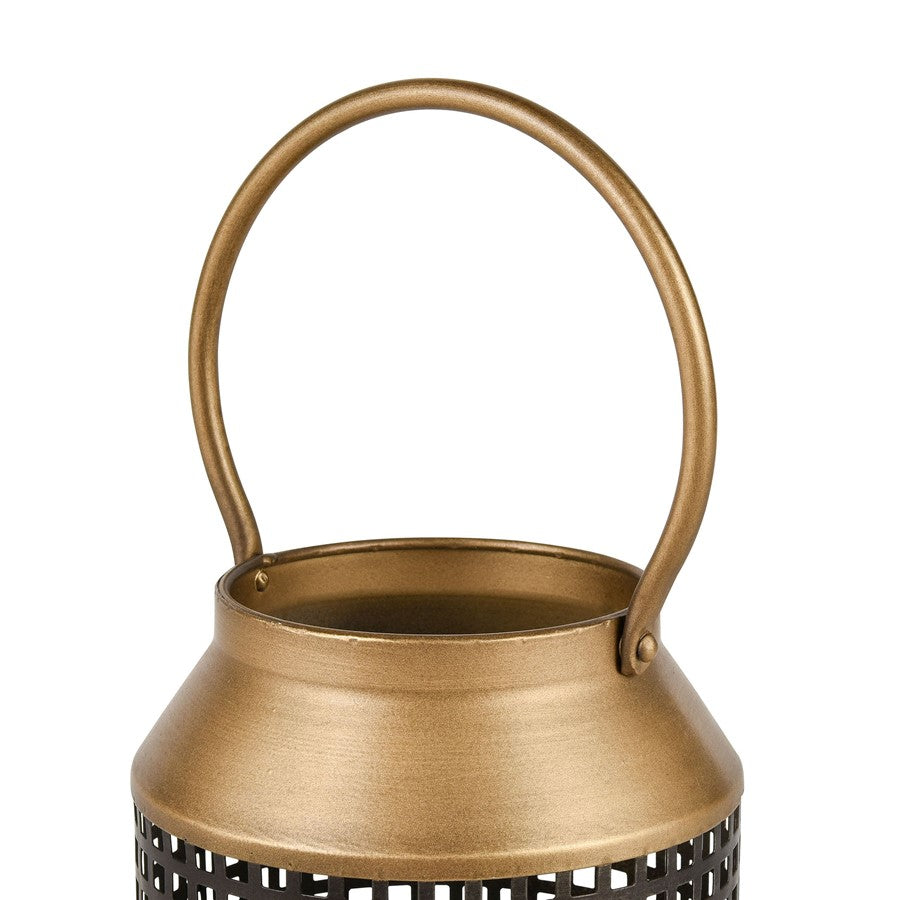 Atlas Lighting Rawmarsh Small Lantern | Transitional Dark Bronze & Brass Metal | Mantel & Tabletop Candle Lantern | 6 x 6 x 15 in | Model AC11549-01