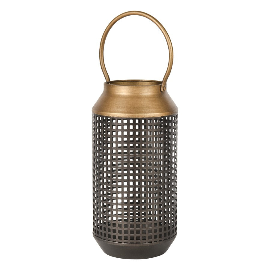 Atlas Lighting Rawmarsh Large Lantern | Transitional Dark Bronze & Brass Metal | Mantel & Floor Candle Lantern | 6 x 6 x 18 in | Model AC11549-02