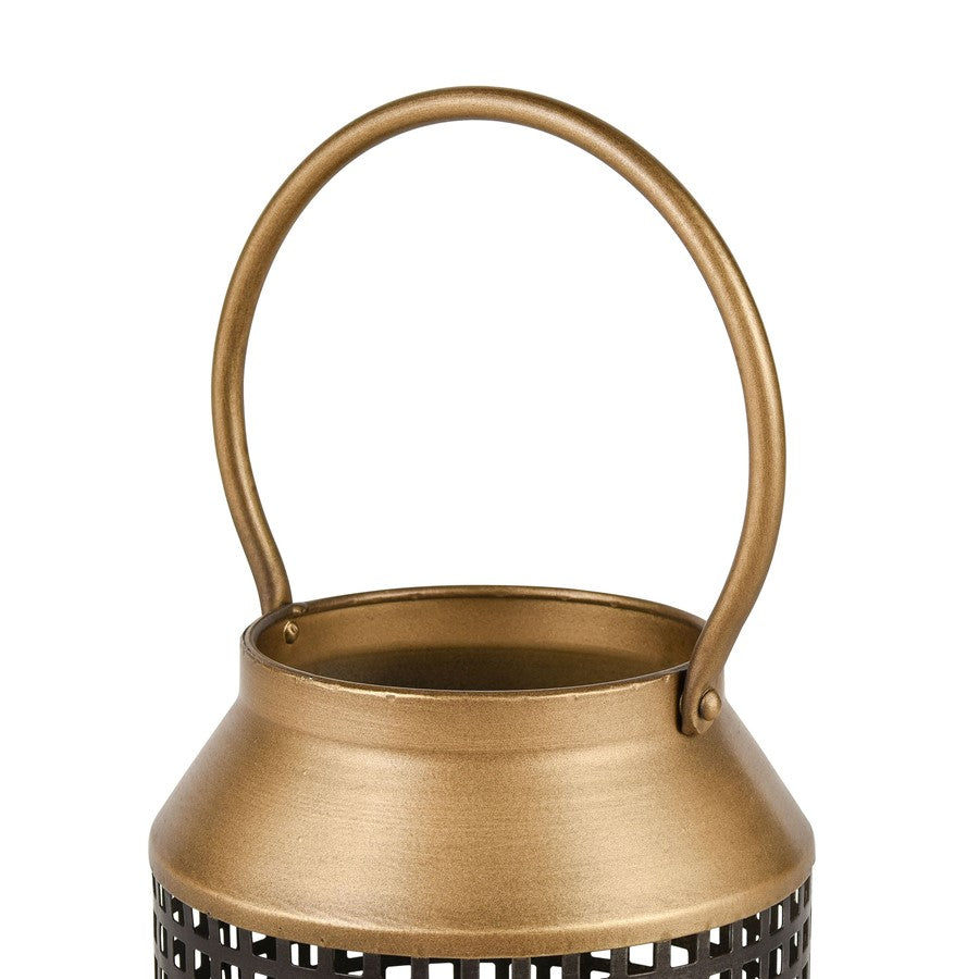 Atlas Lighting Rawmarsh Large Lantern | Transitional Dark Bronze & Brass Metal | Mantel & Floor Candle Lantern | 6 x 6 x 18 in | Model AC11549-02