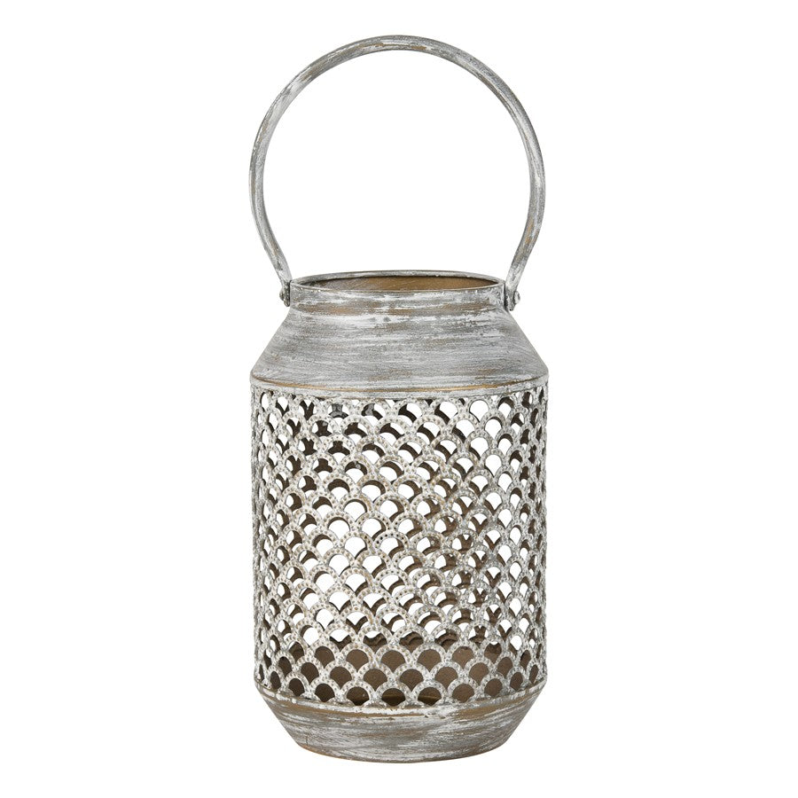Atlas Lighting Rawmarsh Small Lantern | Transitional Aged Silver Metal | Mantel & Tabletop Candle Lantern | 6 x 6 x 15 in | Model AC11549-03