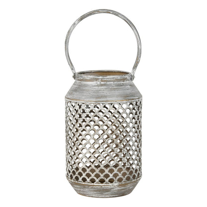 Atlas Lighting Rawmarsh Small Lantern | Transitional Aged Silver Metal | Mantel & Tabletop Candle Lantern | 6 x 6 x 15 in | Model AC11549-03