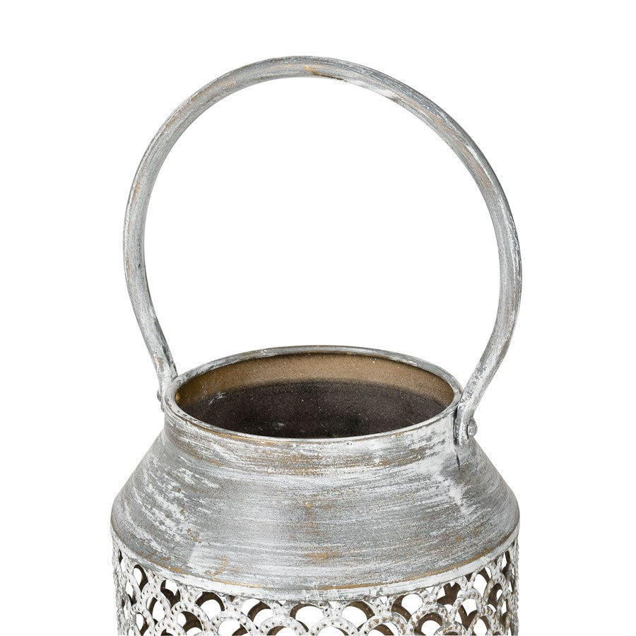 Atlas Lighting Rawmarsh Small Lantern | Transitional Aged Silver Metal | Mantel & Tabletop Candle Lantern | 6 x 6 x 15 in | Model AC11549-03