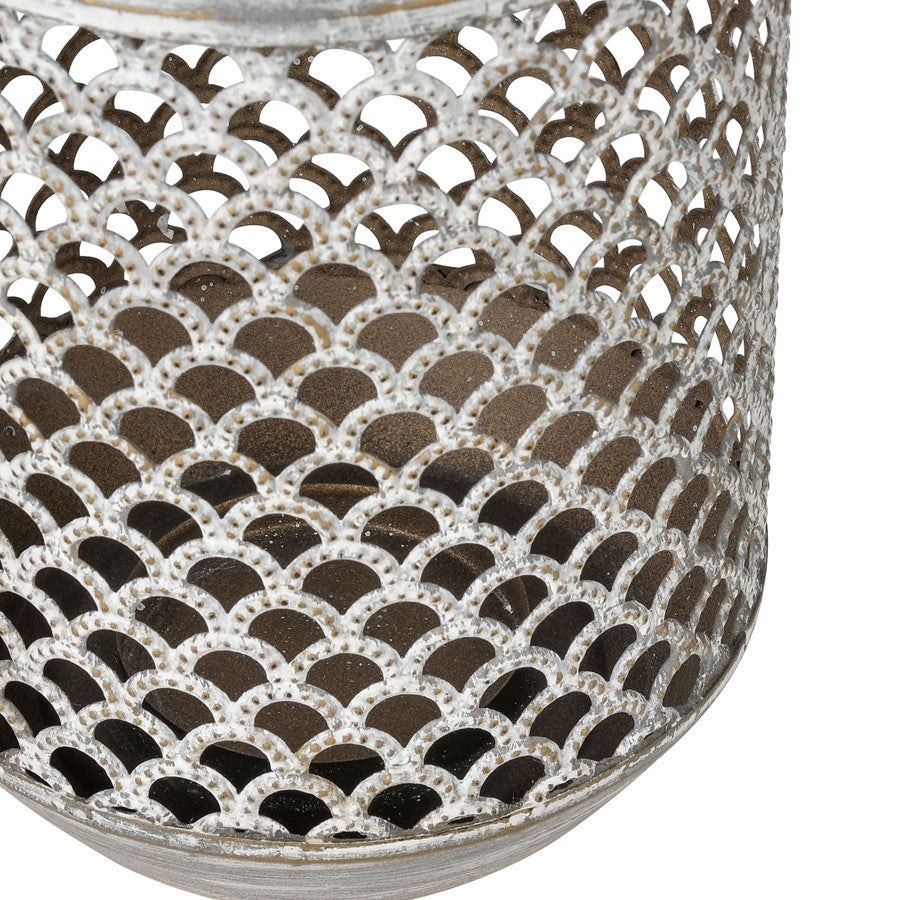 Atlas Lighting Rawmarsh Small Lantern | Transitional Aged Silver Metal | Mantel & Tabletop Candle Lantern | 6 x 6 x 15 in | Model AC11549-03