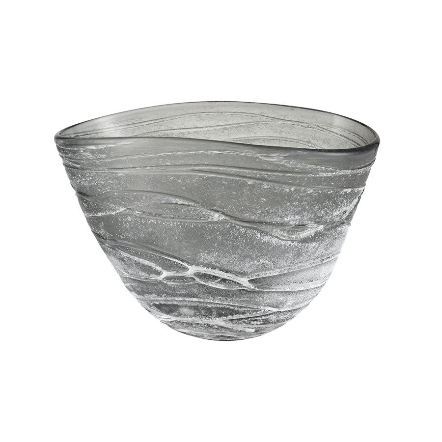 Atlas Lighting Raya 11in Decorative Bowl | Traditional Washed Gray Glass | Entryway & Coffee Table Catchall | 11 x 7 x 7 in | Model AC11550-01