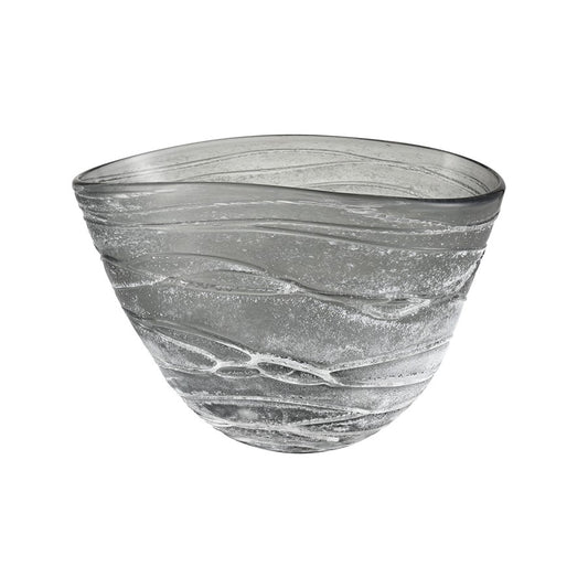 Atlas Lighting Raya 11in Decorative Bowl | Traditional Washed Gray Glass | Entryway & Coffee Table Catchall | 11 x 7 x 7 in | Model AC11550-01