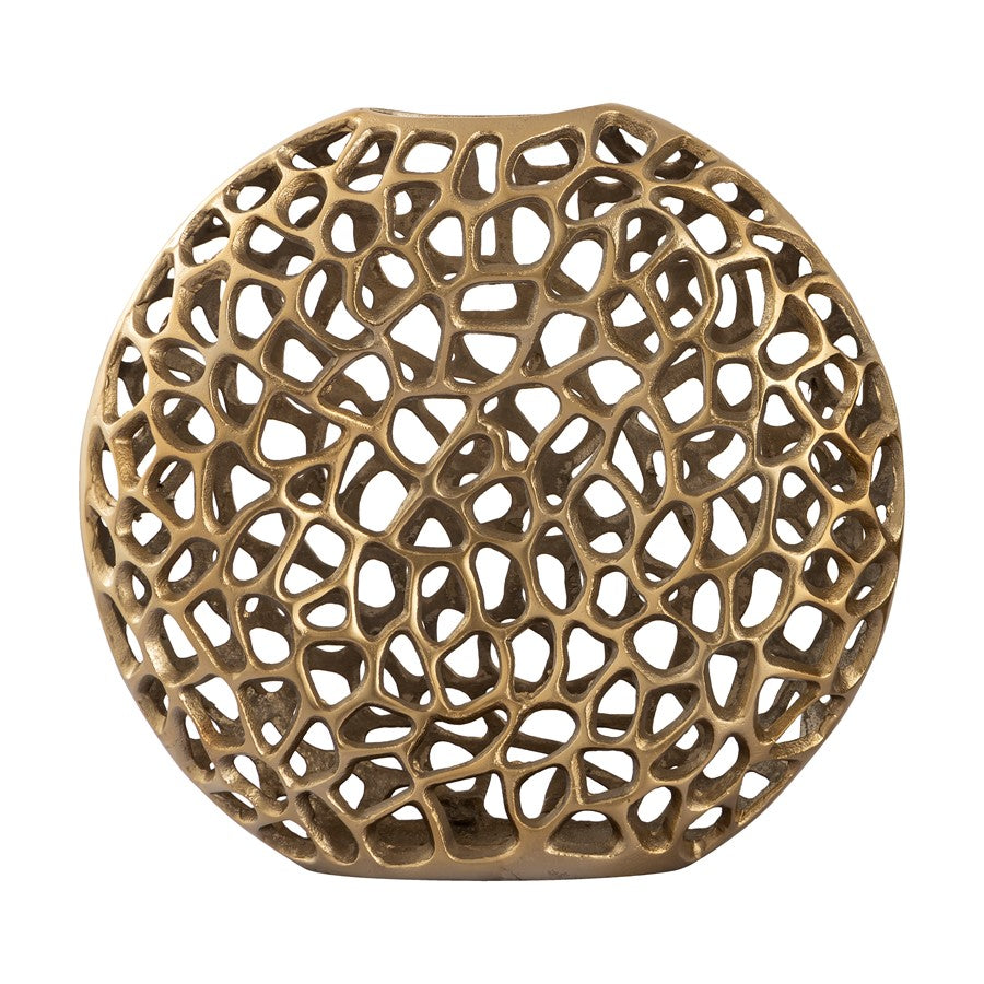 Atlas Lighting Reef 13in Small Vase | Modern Brass Metal Sculpture | Bookshelf & Credenza Decor | 13 x 3 x 12 in | Model AC11552-01