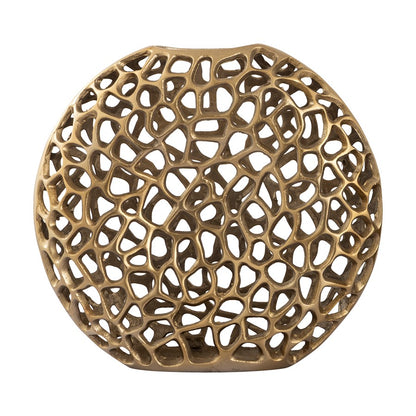 Atlas Lighting Reef 13in Small Vase | Modern Brass Metal Sculpture | Bookshelf & Credenza Decor | 13 x 3 x 12 in | Model AC11552-01