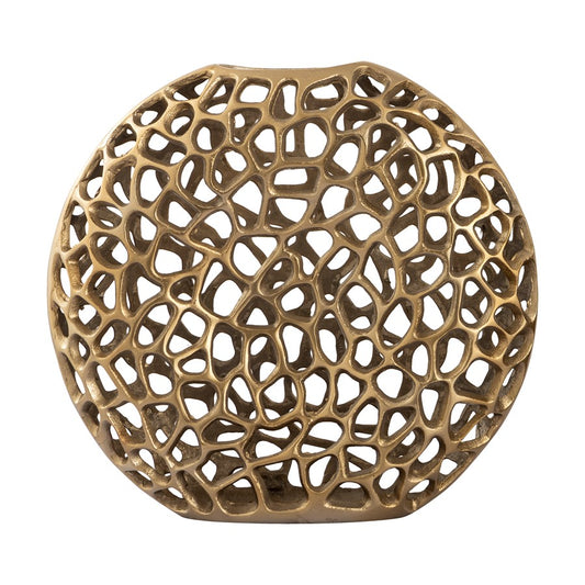 Atlas Lighting Reef 13in Small Vase | Modern Brass Metal Sculpture | Bookshelf & Credenza Decor | 13 x 3 x 12 in | Model AC11552-01