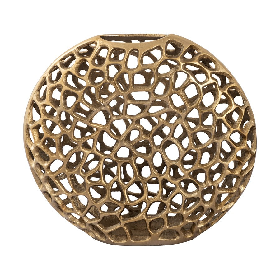 Atlas Lighting Reef 13in Small Vase | Modern Brass Metal Sculpture | Bookshelf & Credenza Decor | 13 x 3 x 12 in | Model AC11552-01