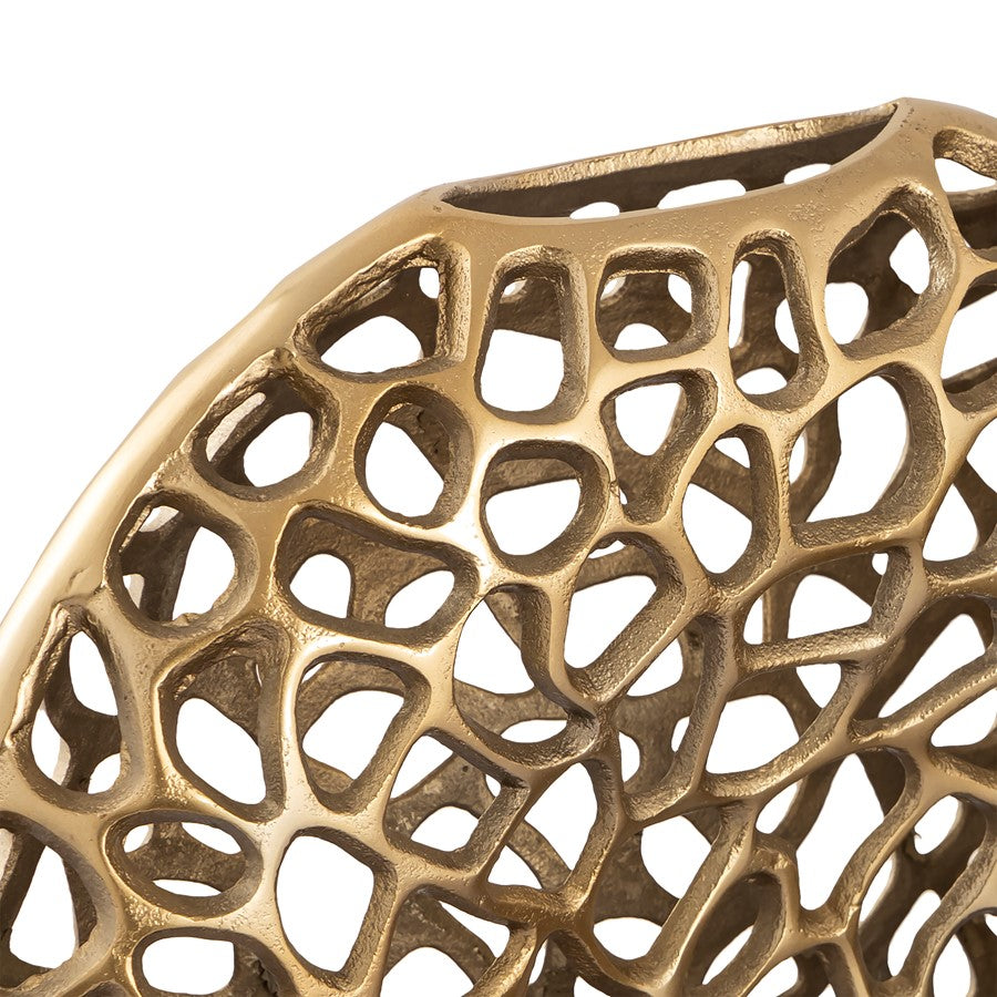 Atlas Lighting Reef 13in Small Vase | Modern Brass Metal Sculpture | Bookshelf & Credenza Decor | 13 x 3 x 12 in | Model AC11552-01