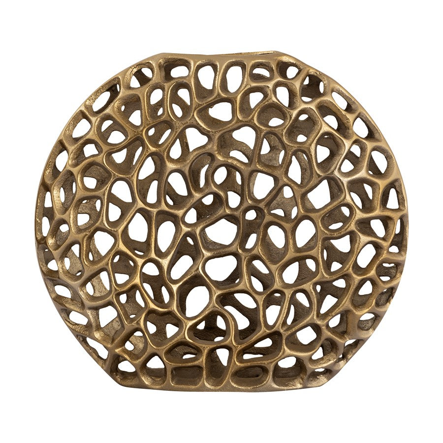 Atlas Lighting Reef 11in Large Vase | Modern Brass Metal Sculpture | Bookshelf & Credenza Decor | 11 x 3 x 14 in | Model AC11552-02