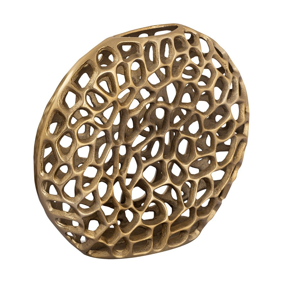 Atlas Lighting Reef 11in Large Vase | Modern Brass Metal Sculpture | Bookshelf & Credenza Decor | 11 x 3 x 14 in | Model AC11552-02