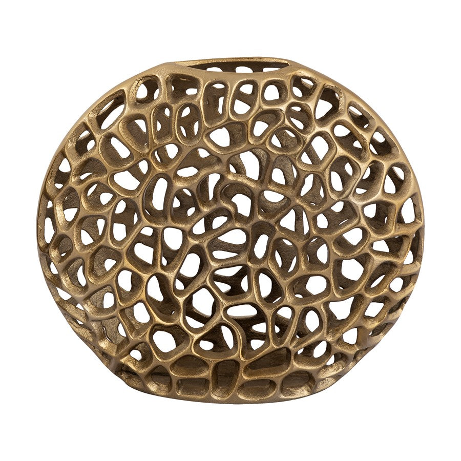 Atlas Lighting Reef 11in Large Vase | Modern Brass Metal Sculpture | Bookshelf & Credenza Decor | 11 x 3 x 14 in | Model AC11552-02