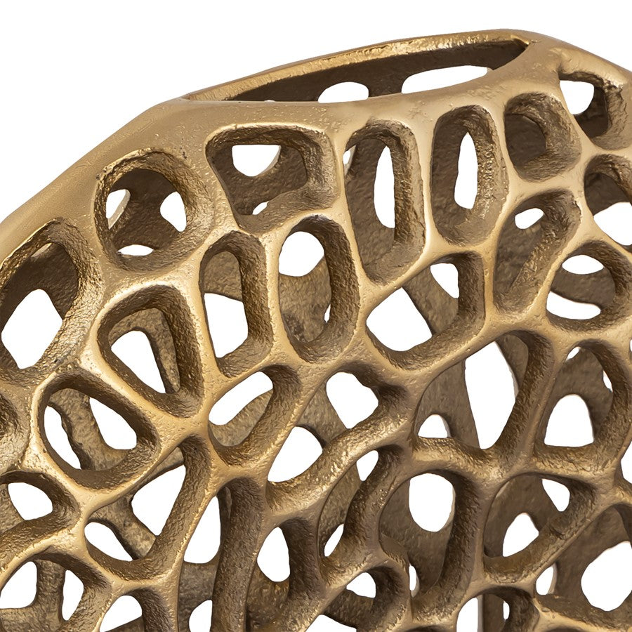 Atlas Lighting Reef 11in Large Vase | Modern Brass Metal Sculpture | Bookshelf & Credenza Decor | 11 x 3 x 14 in | Model AC11552-02