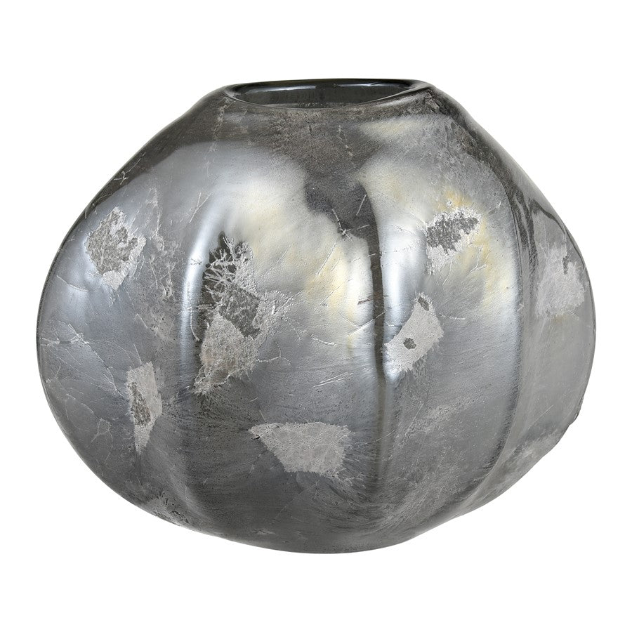 Atlas Lighting Regard Small Vase | Modern Silver Glass | Shelf & Tabletop Decor | 9 x 8 x 7 in | Model AC11554-01