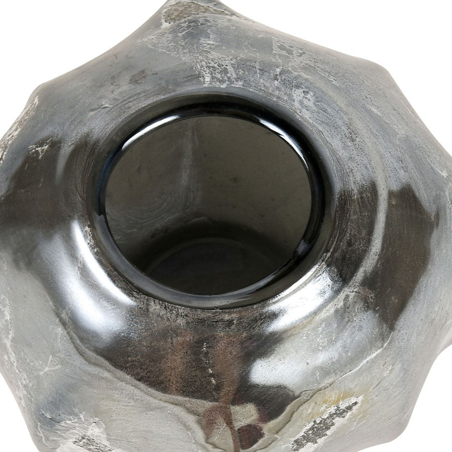 Atlas Lighting Regard Small Vase | Modern Silver Glass | Shelf & Tabletop Decor | 9 x 8 x 7 in | Model AC11554-01