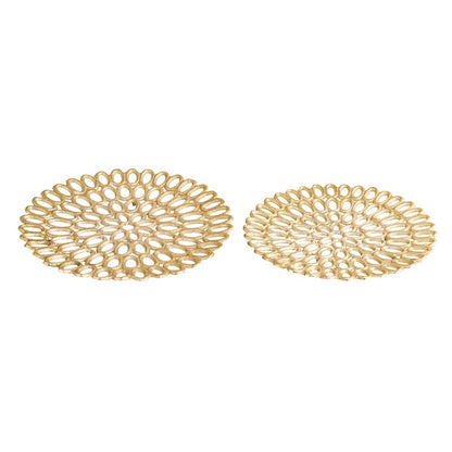 Atlas Lighting Regina Tray Set of 2 | Traditional Gold Metal | Living Room & Entryway Organizer | 18 x 18 x 2 in | Model AC11555-01S