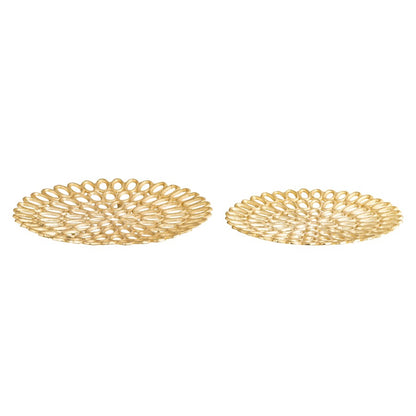 Atlas Lighting Regina Tray Set of 2 | Traditional Gold Metal | Living Room & Entryway Organizer | 18 x 18 x 2 in | Model AC11555-01S