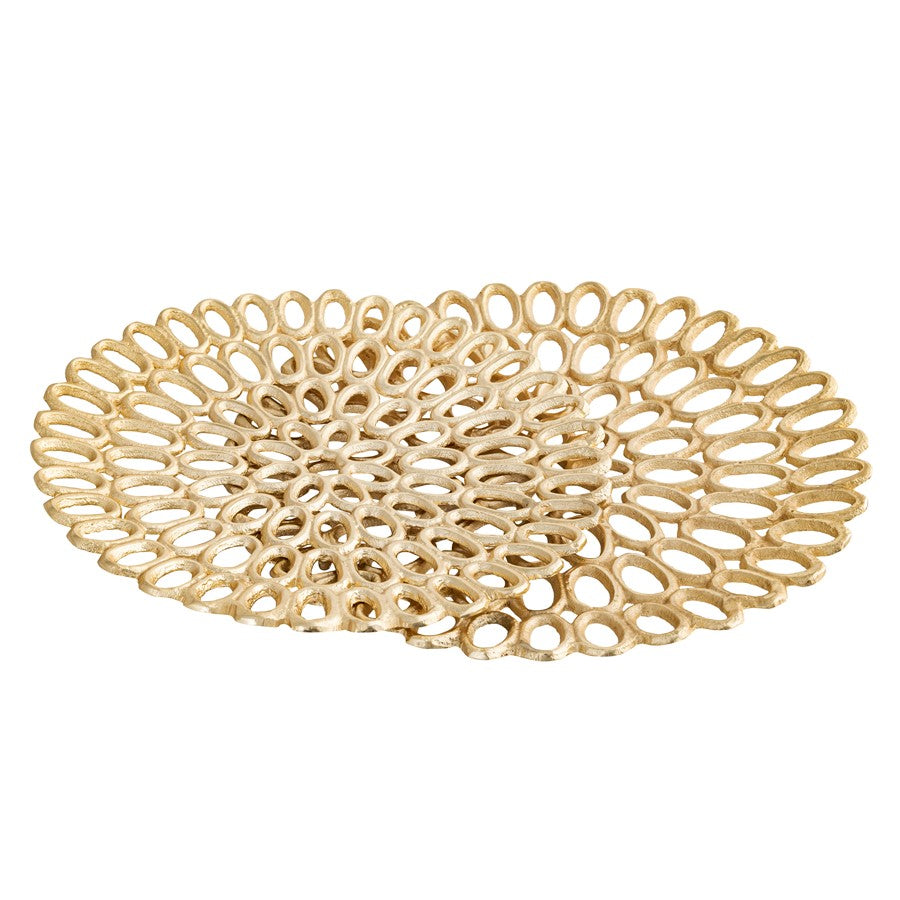 Atlas Lighting Regina Tray Set of 2 | Traditional Gold Metal | Living Room & Entryway Organizer | 18 x 18 x 2 in | Model AC11555-01S
