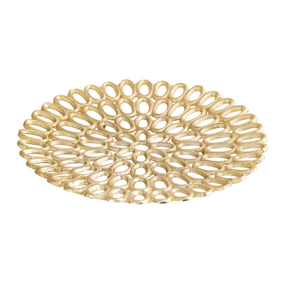 Atlas Lighting Regina Tray Set of 2 | Traditional Gold Metal | Living Room & Entryway Organizer | 18 x 18 x 2 in | Model AC11555-01S