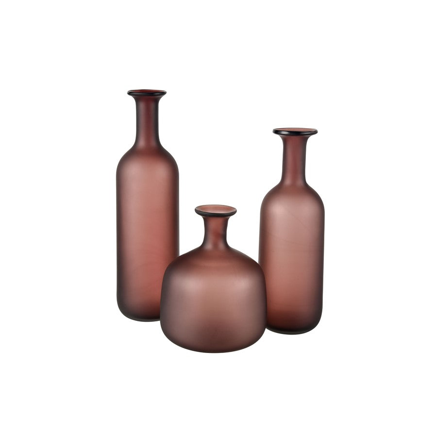 Atlas Lighting Riven Small Vase | Maroon Matte Glass Bottle Shape | Living Room & Shelf Decor | 6.25 x 6.25 x 10 in | Model AC11559-01