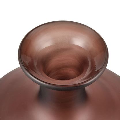 Atlas Lighting Riven Small Vase | Maroon Matte Glass Bottle Shape | Living Room & Shelf Decor | 6.25 x 6.25 x 10 in | Model AC11559-01