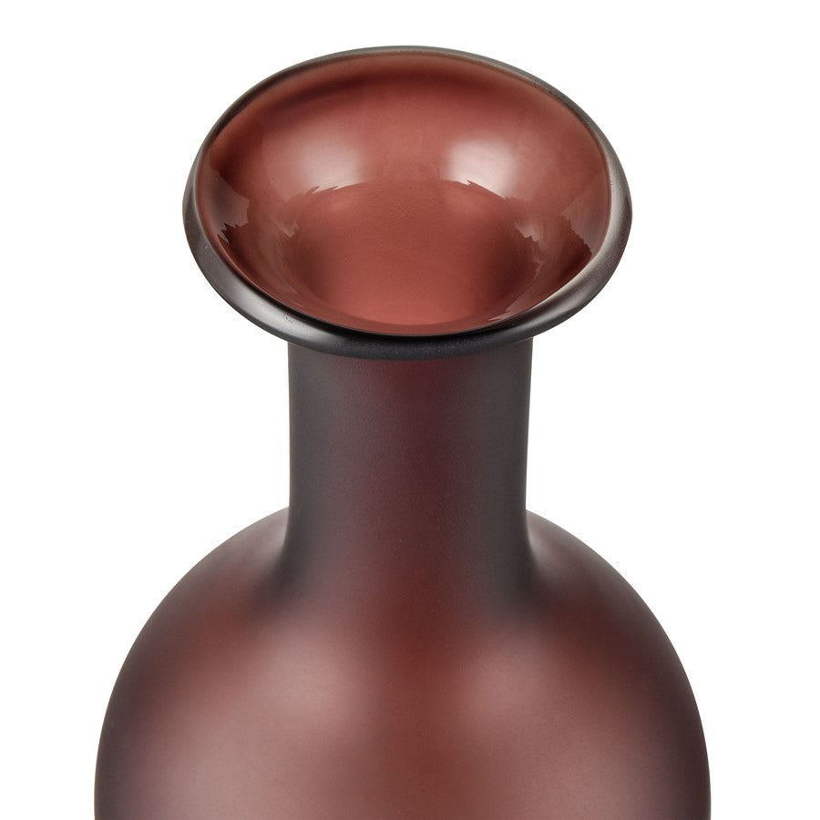 Atlas Lighting Riven Large Vase | Maroon Matte Glass Bottle Shape | Living Room & Shelf Decor | 4.75 x 4.75 x 16.5 in | Model AC11559-03