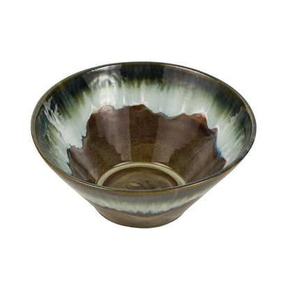 Atlas Lighting Roker 14in Round Decorative Bowl | Green Reactive Earthenware | Entryway & Kitchen Storage | 14 x 14 x 6 in | Model AC11563-01