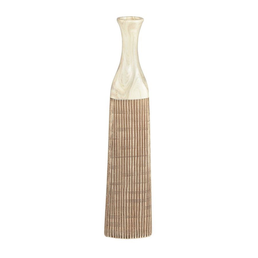 Atlas Lighting Rollins 4in Medium Vase | Ivory & Tan Earthenware | Modern Sculpture & Flower Display | 4 x 4 x 19 in | Model AC11564-01