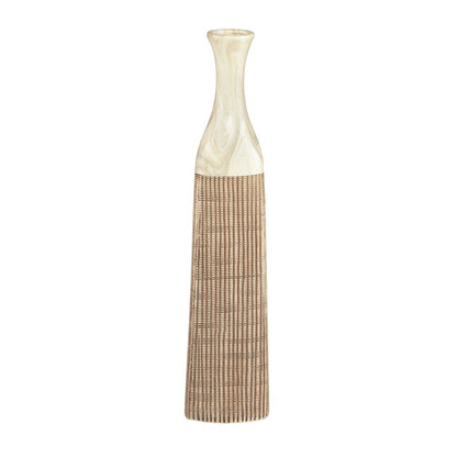 Atlas Lighting Rollins 4in Medium Vase | Ivory & Tan Earthenware | Modern Sculpture & Flower Display | 4 x 4 x 19 in | Model AC11564-01