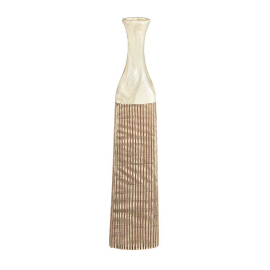 Atlas Lighting Rollins 4in Medium Vase | Ivory & Tan Earthenware | Modern Sculpture & Flower Display | 4 x 4 x 19 in | Model AC11564-01