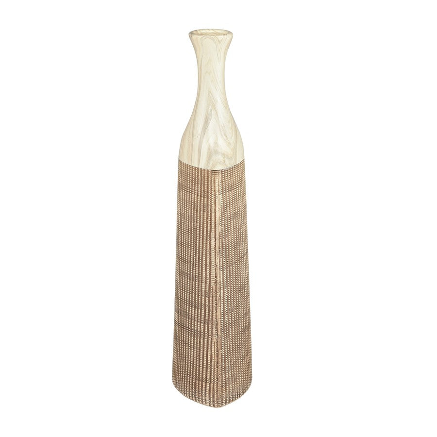 Atlas Lighting Rollins 4in Medium Vase | Ivory & Tan Earthenware | Modern Sculpture & Flower Display | 4 x 4 x 19 in | Model AC11564-01