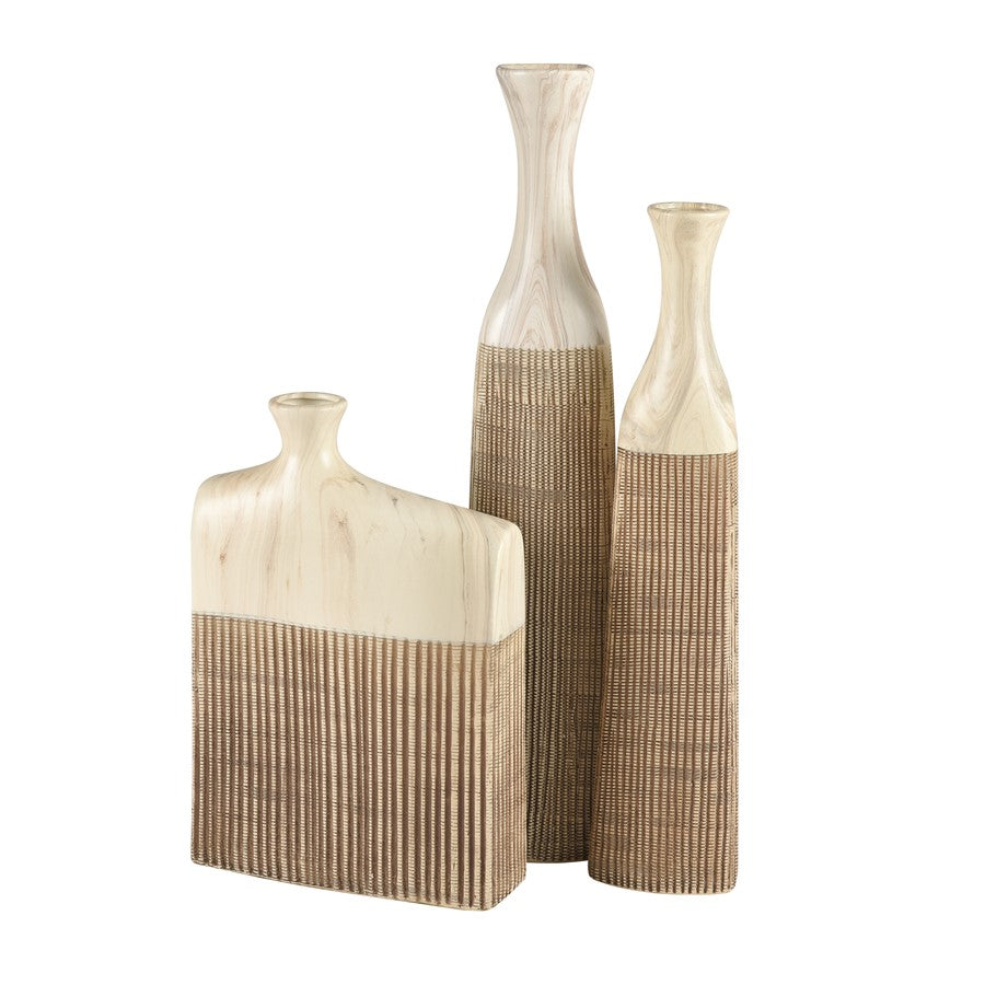 Atlas Lighting Rollins 4in Medium Vase | Ivory & Tan Earthenware | Modern Sculpture & Flower Display | 4 x 4 x 19 in | Model AC11564-01