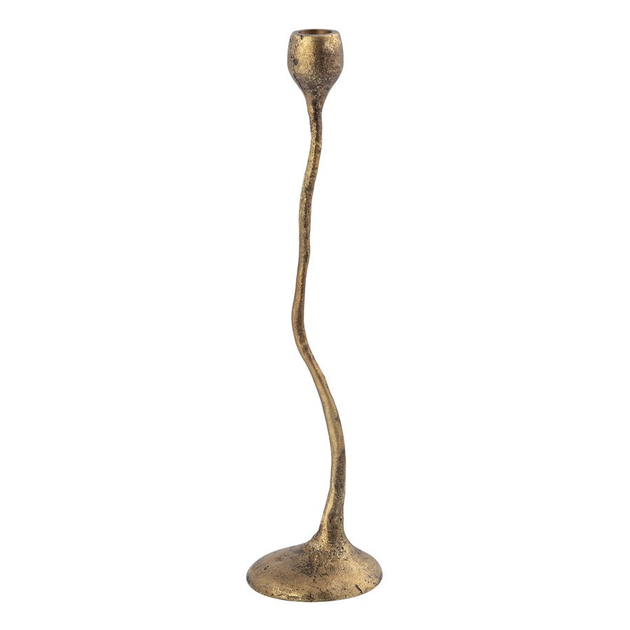 Atlas Lighting Rosen Set of 3 Brass Candleholders | Curving Metal Taper Holders | Dining Room & Mantel Decor | 4 x 4 x 15 in | Model AC11565-01S