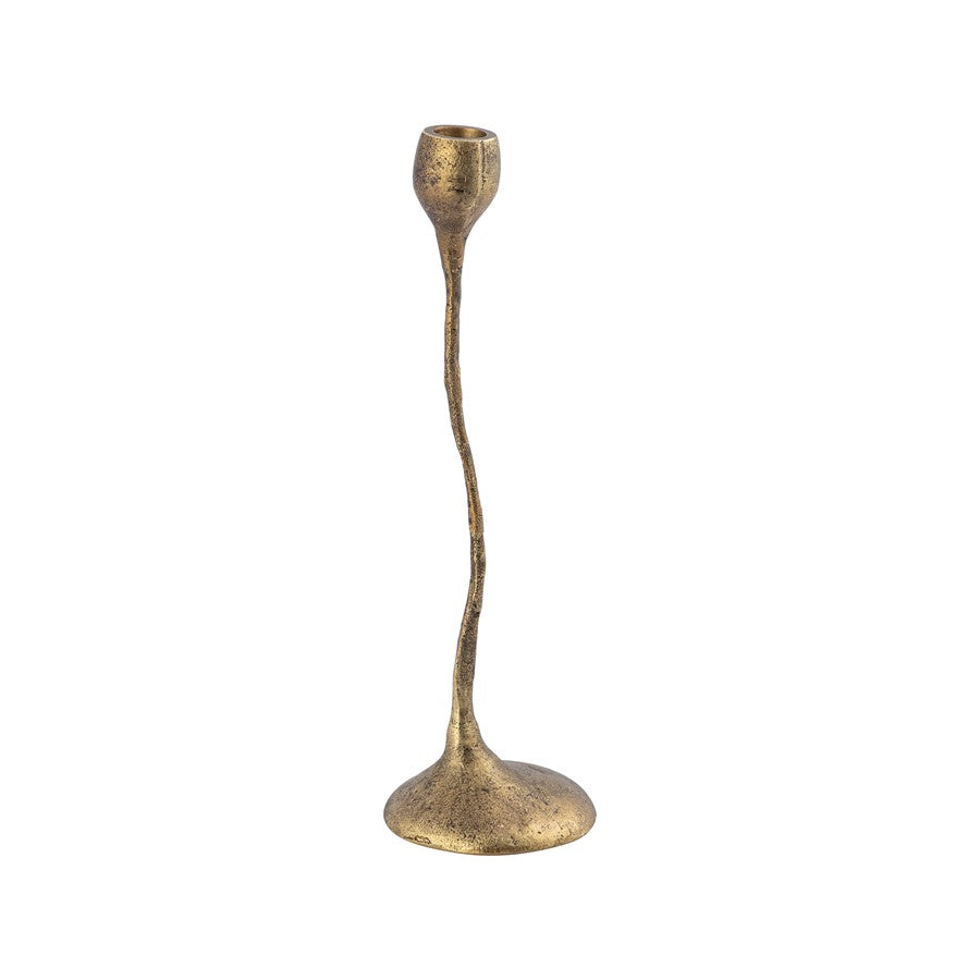 Atlas Lighting Rosen Set of 3 Brass Candleholders | Curving Metal Taper Holders | Dining Room & Mantel Decor | 4 x 4 x 15 in | Model AC11565-01S